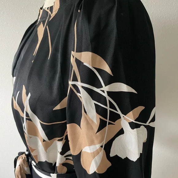 Ann Taylor Pleated Black Floral Dress - Picture 6 of 11